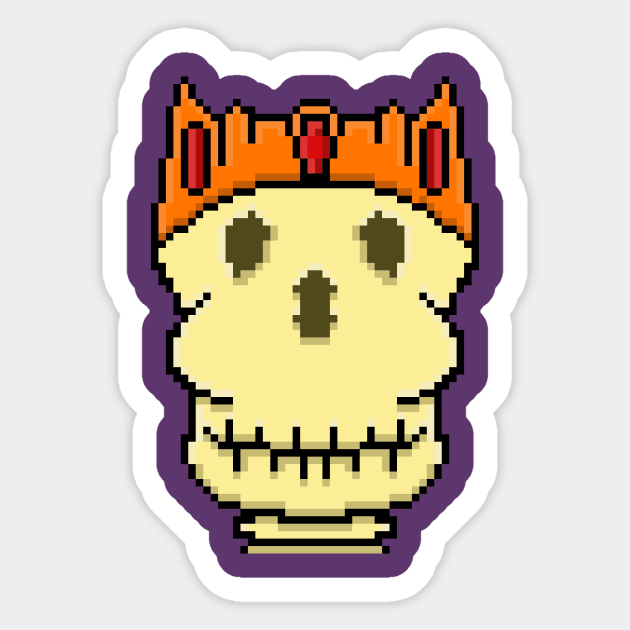 Pixel art Skelly king head. Sticker by KingSpaceBug